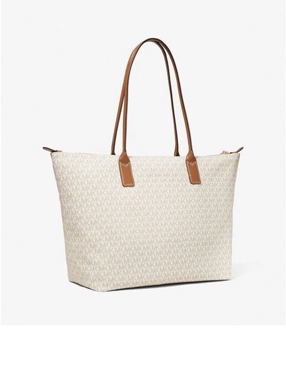 Michael Kors Cream and Pink Stripe Logo Tote - Picture 3 of 8